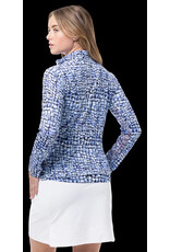 San Soleil San Soleil Solcool Print Mock Long Sleeve Cubicle Blue