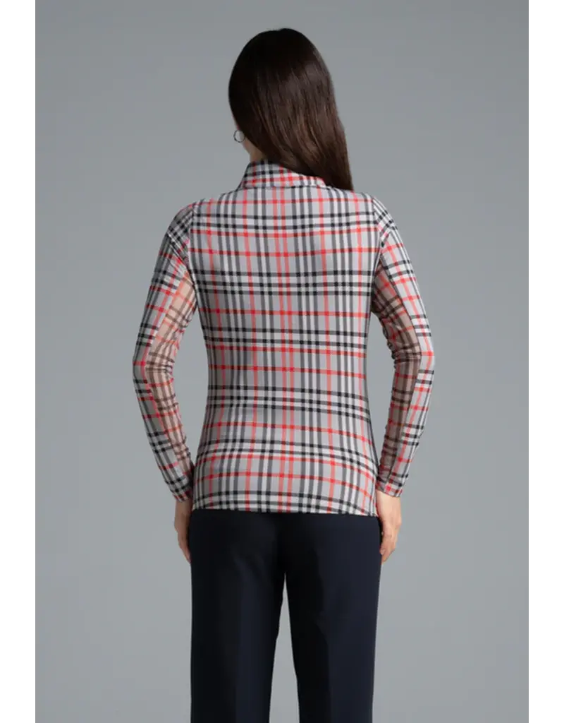 IBKul IBKul Judith Long Sleeve Mock Grey/Red