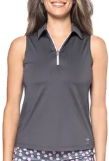 Golftini Golftini Sleeveless Zip Stretch Polo Slate/Rose Pink