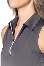 Golftini Golftini Sleeveless Zip Stretch Polo Slate/Rose Pink