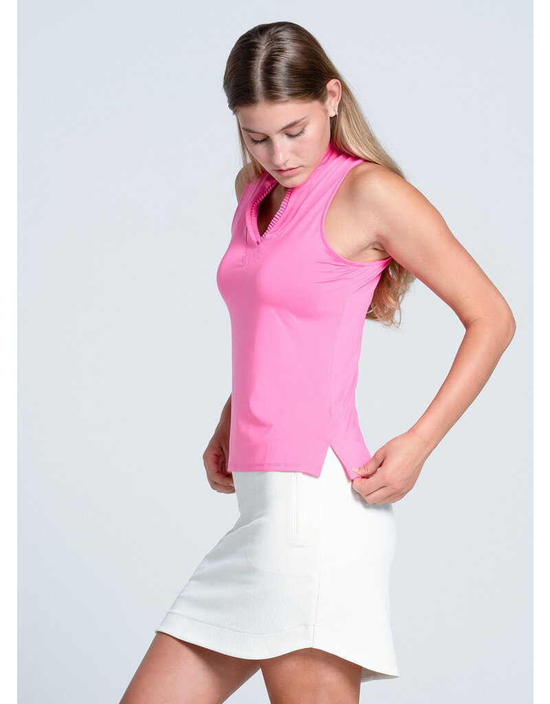 Lucky In Love Lucky in Love Pleated Placket Sleeveless Taffy