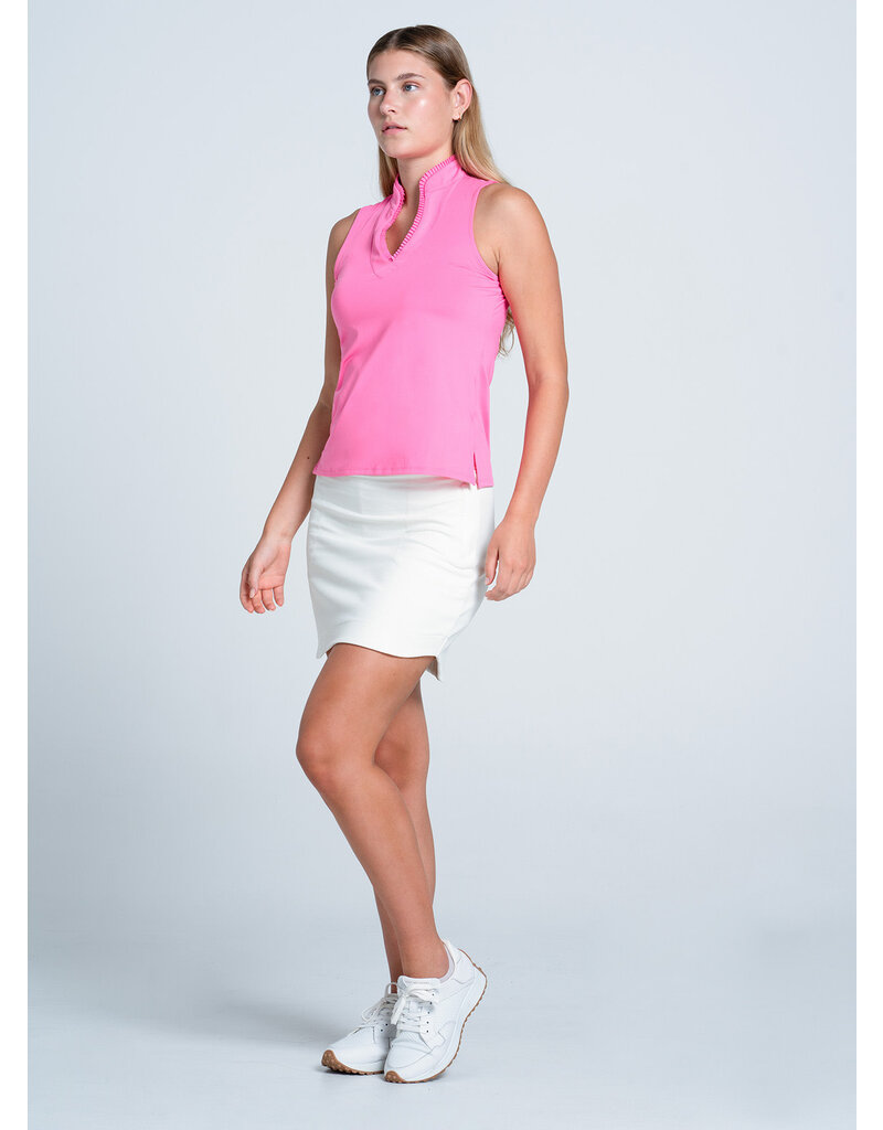 Lucky In Love Lucky in Love Pleated Placket Sleeveless Taffy