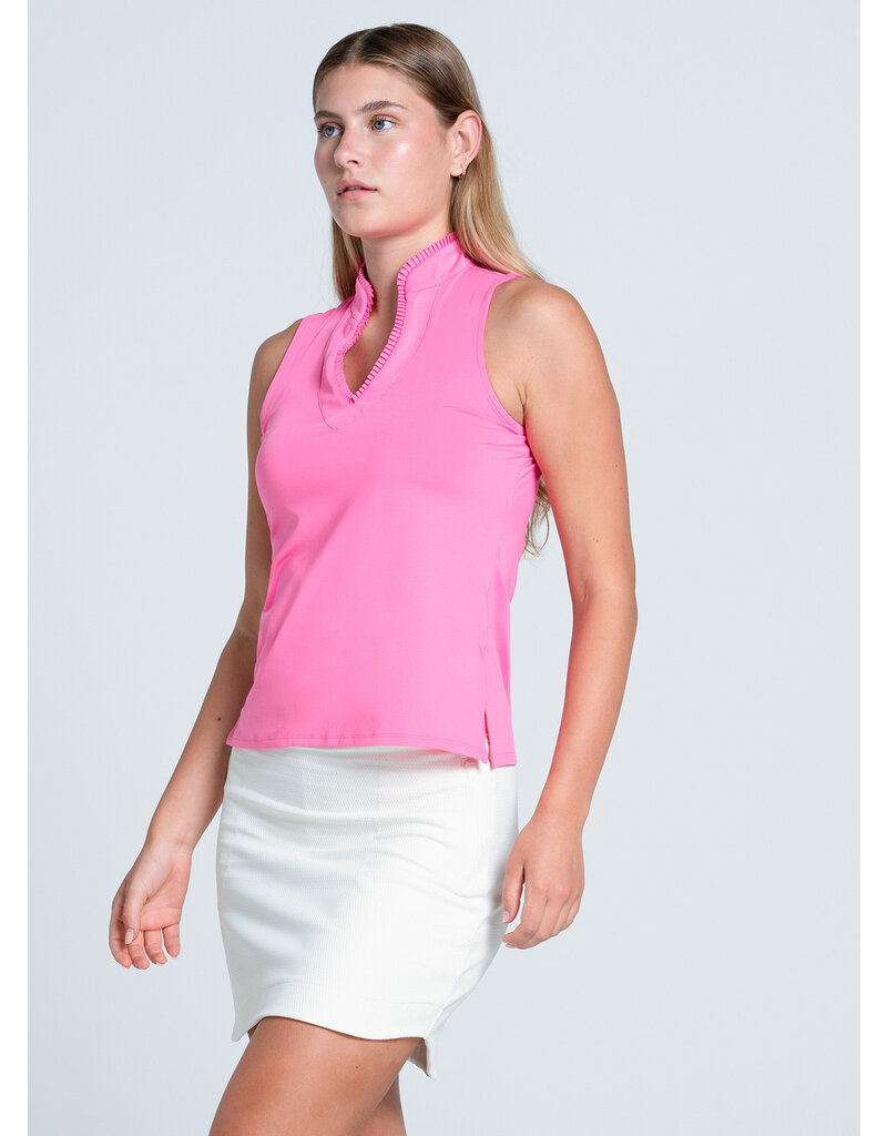 Lucky In Love Lucky in Love Pleated Placket Sleeveless Taffy