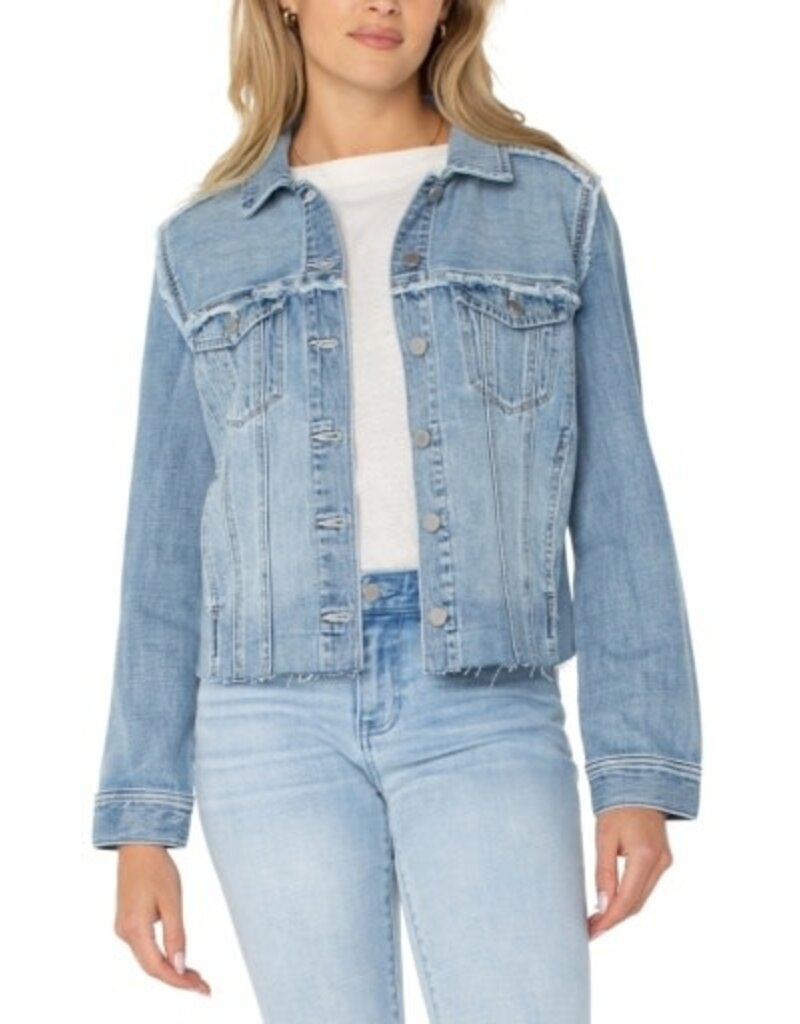 Liverpool Los Angeles Liverpool Multi Fray Trucker Jacket Newport Bay