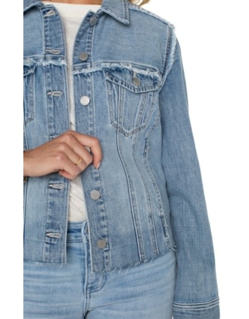 Liverpool Los Angeles Liverpool Multi Fray Trucker Jacket Newport Bay