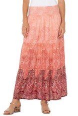 Liverpool Los Angeles Liverpool Tiered Woven Maxi Skirt with Smocked Waist Mauve Ombre Paisley