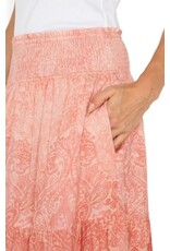 Liverpool Los Angeles Liverpool Tiered Woven Maxi Skirt with Smocked Waist Mauve Ombre Paisley
