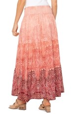 Liverpool Los Angeles Liverpool Tiered Woven Maxi Skirt with Smocked Waist Mauve Ombre Paisley