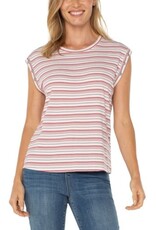 Liverpool Los Angeles Liverpool Sleeveless Dolman Knit Top Pink Multi Stripe