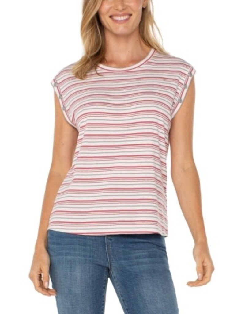 Liverpool Los Angeles Liverpool Sleeveless Dolman Knit Top Pink Multi Stripe