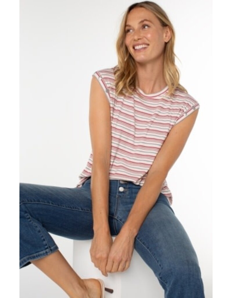 Liverpool Los Angeles Liverpool Sleeveless Dolman Knit Top Pink Multi Stripe