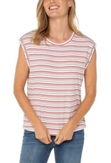 Liverpool Los Angeles Liverpool Sleeveless Dolman Knit Top Pink Multi Stripe