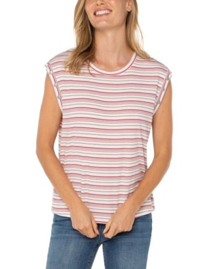 Liverpool Los Angeles Liverpool Sleeveless Dolman Knit Top Pink Multi Stripe
