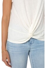 Liverpool Los Angeles Liverpool Short Sleeve Boat Neck Knot Front Knit Top