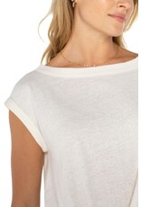 Liverpool Los Angeles Liverpool Short Sleeve Boat Neck Knot Front Knit Top