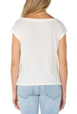 Liverpool Los Angeles Liverpool Short Sleeve Boat Neck Knot Front Knit Top