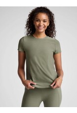 Beyond Yoga Beyond Yoga Featherweight On the Down Low Tee Grey Sage Heather
