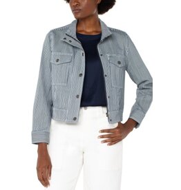 Liverpool Los Angeles Liverpool Utility Crop Jacket Navy White