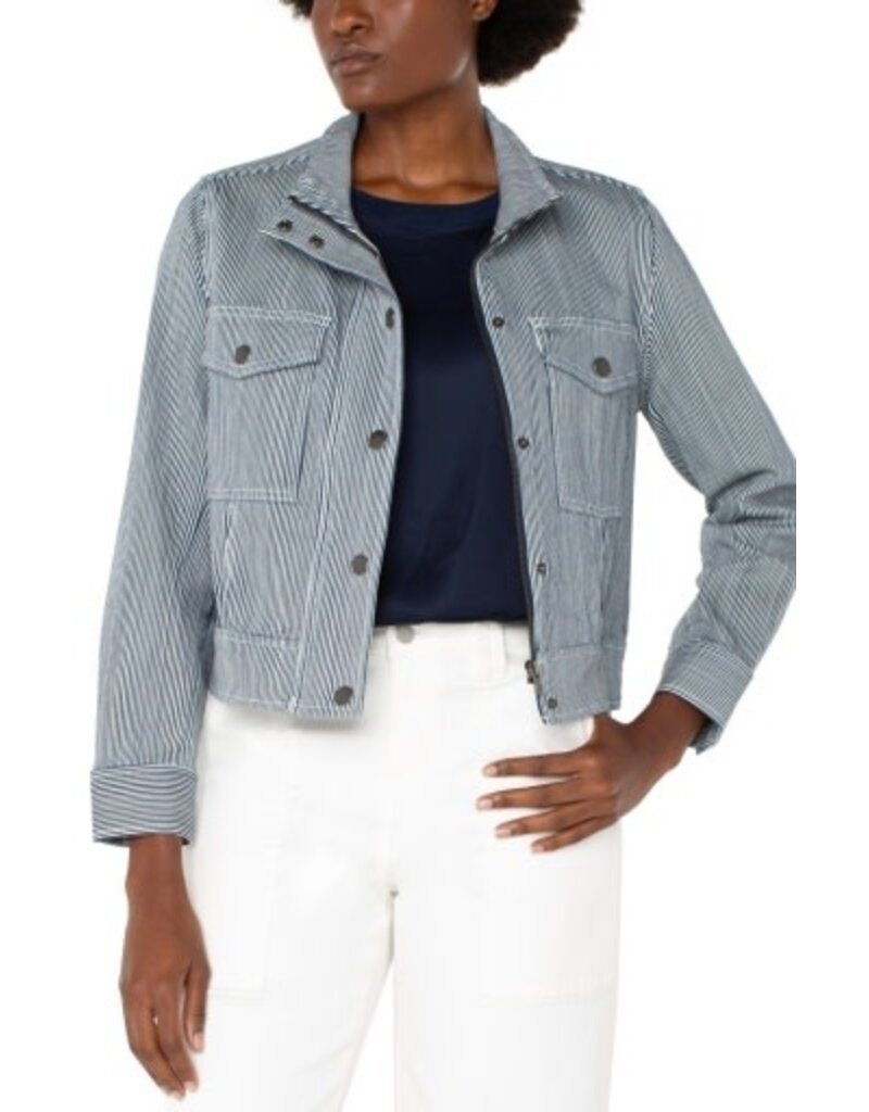 Liverpool Los Angeles Liverpool Utility Crop Jacket Navy White