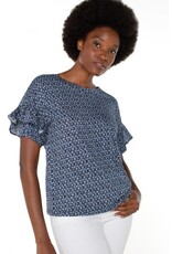 Liverpool Los Angeles Liverpool Half Sleeve Drop Shoulder Crew Neck Knit Top with Ruffle