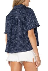 Liverpool Los Angeles Liverpool Half Sleeve Button Front Shirred Woven Blouse