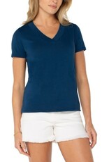 Liverpool Los Angeles Liverpool Short Sleeve Knit Tee with Placket