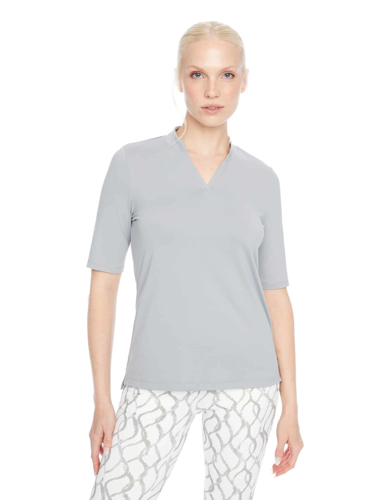 Swing Control Swing Control Velocity Short Sleeve V-Neck Top Silver