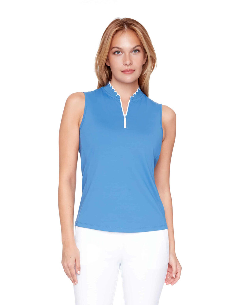 Swing Control Swing Control Velocity Scalloped Edge Sleeveless Top Dutch Blue
