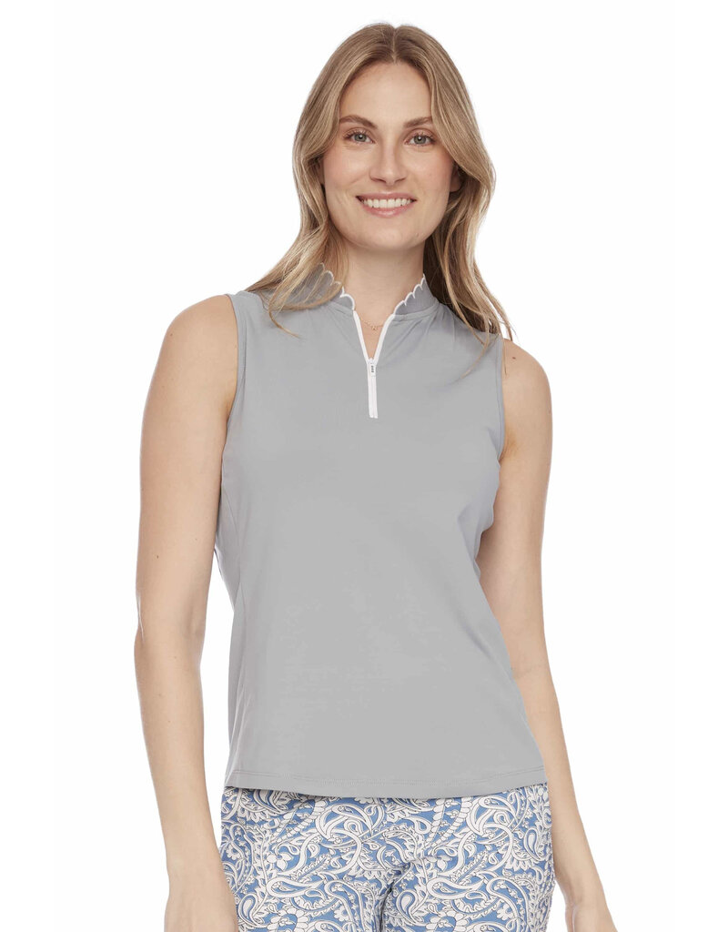 Swing Control Swing Control Velocity Scalloped Edge Sleeveless Top Silver