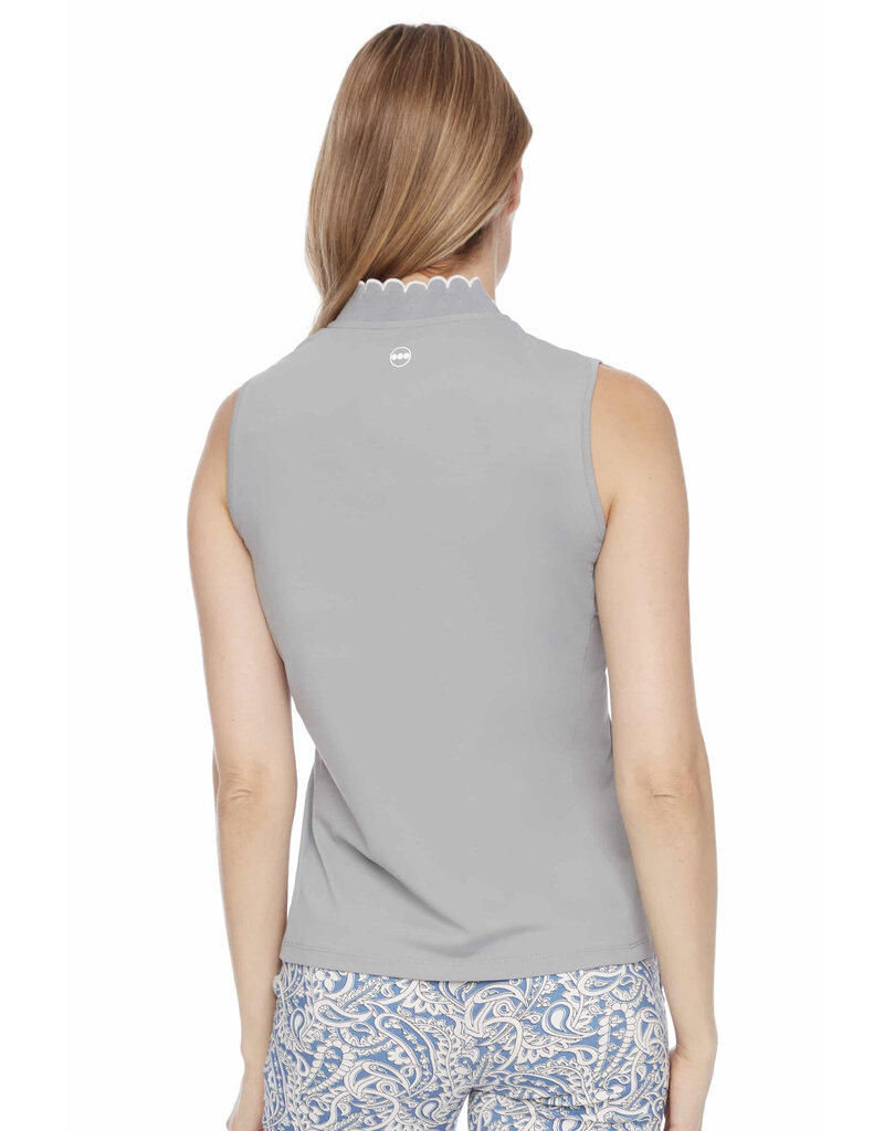 Swing Control Swing Control Velocity Scalloped Edge Sleeveless Top Silver