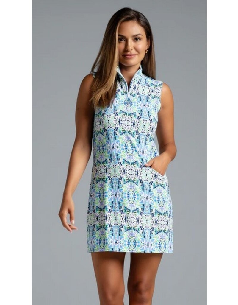 IBKul IBKul Ridley Sleeveless Zip Mock Dress Navy Multi