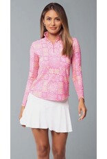 IBKul IBKul Colette Long Sleeve Mock Hot Pink Yellow