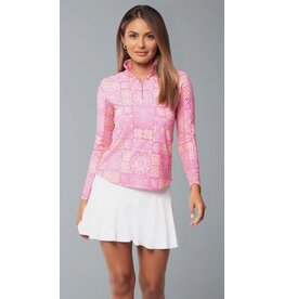 IBKul IBKul Colette Long Sleeve Mock Hot Pink Yellow