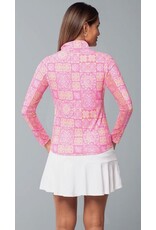 IBKul IBKul Colette Long Sleeve Mock Hot Pink Yellow