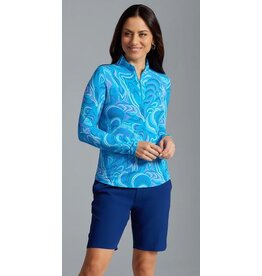 IBKul IBKul Rebecca Long Sleeve Mock Turq Multi
