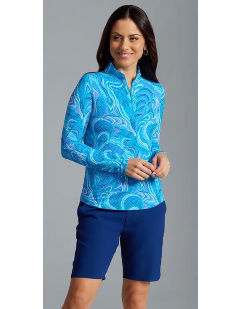 IBKul IBKul Rebecca Long Sleeve Mock Turq Multi