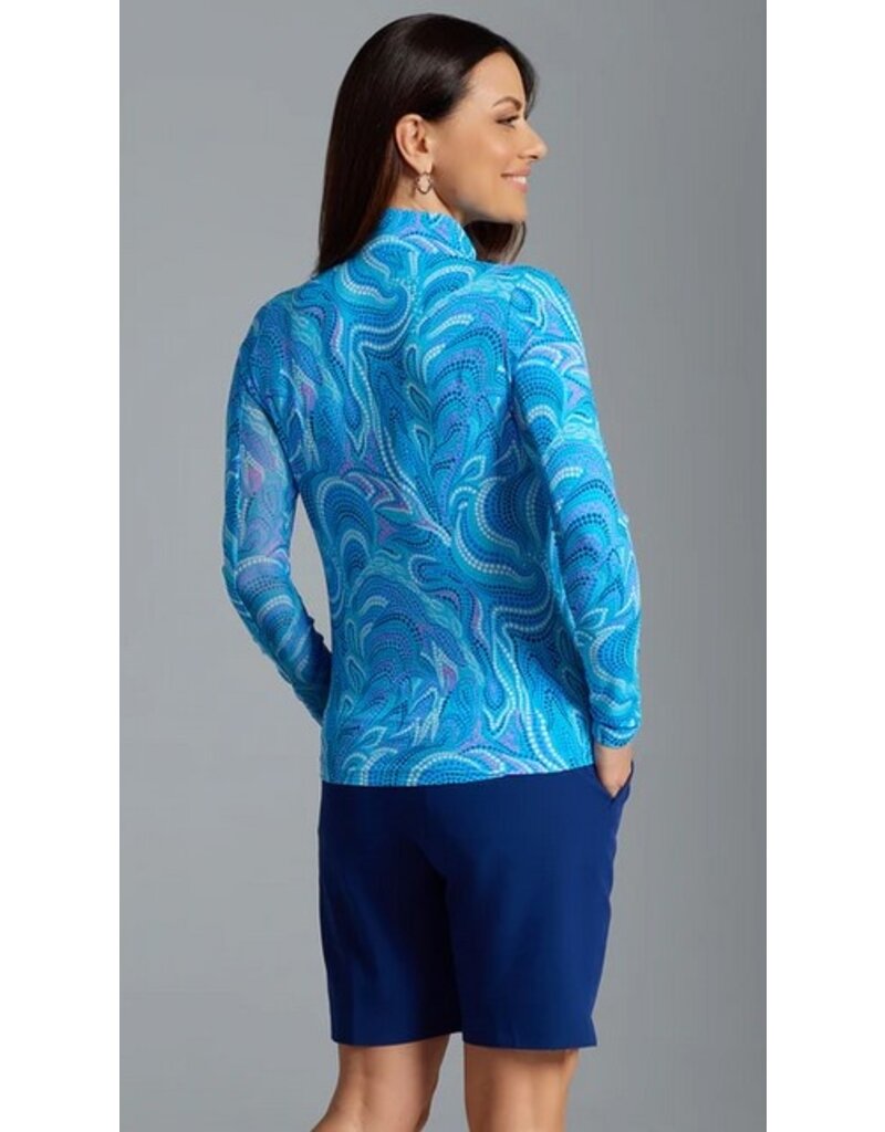 IBKul IBKul Rebecca Long Sleeve Mock Turq Multi