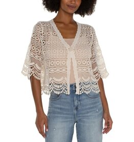 Liverpool Los Angeles Liverpool Short Sleeve Lace Bolero Antique Ivory