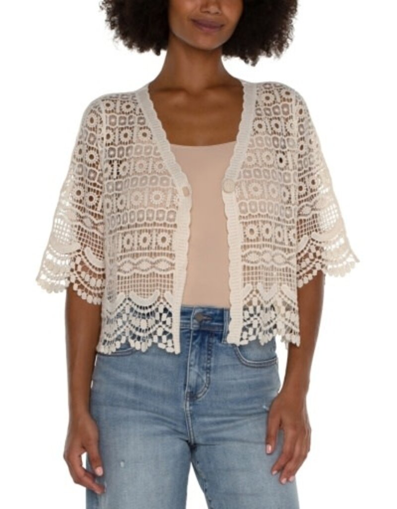 Liverpool Los Angeles Liverpool Short Sleeve Lace Bolero Antique Ivory