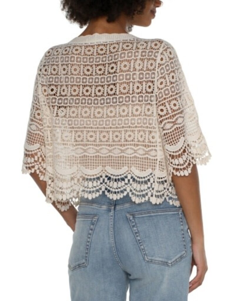 Liverpool Los Angeles Liverpool Short Sleeve Lace Bolero Antique Ivory