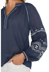 Liverpool Los Angeles Liverpool Long Sleeve Raglan Woven Blouse Insignia Blue