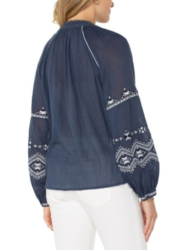 Liverpool Los Angeles Liverpool Long Sleeve Raglan Woven Blouse Insignia Blue