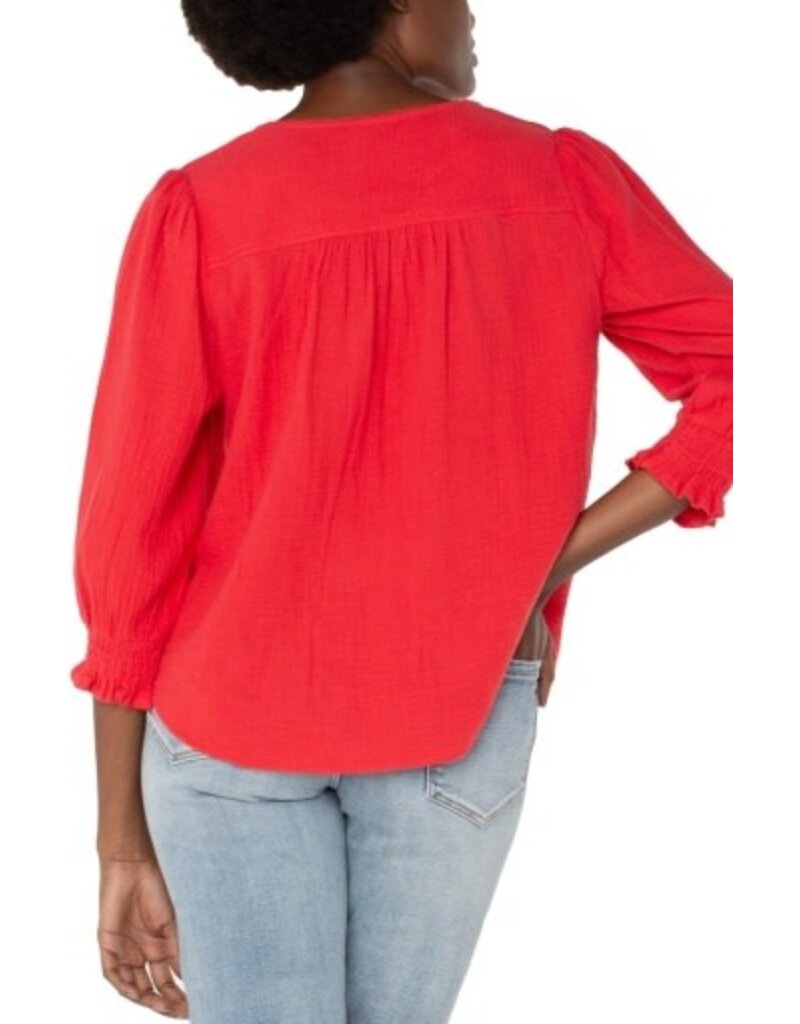 Liverpool Los Angeles Liverpool 3/4 Sleeve Embroidered Woven Blouse