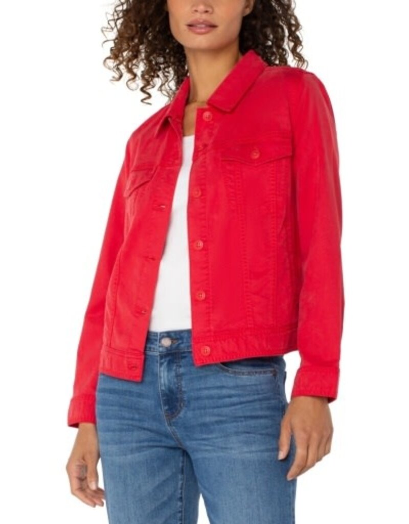 Liverpool Los Angeles Liverpool Trucket Jacket w/Shirred Back Geranium