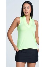 Lucky In Love Lucky in Love Pleated Placket Sleeveless Top Lemon Frost