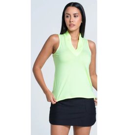 Lucky In Love Lucky in Love Pleated Placket Sleeveless Top Lemon Frost