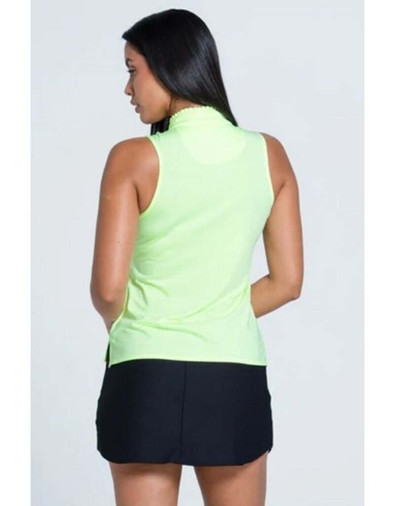 Lucky In Love Lucky in Love Pleated Placket Sleeveless Top Lemon Frost