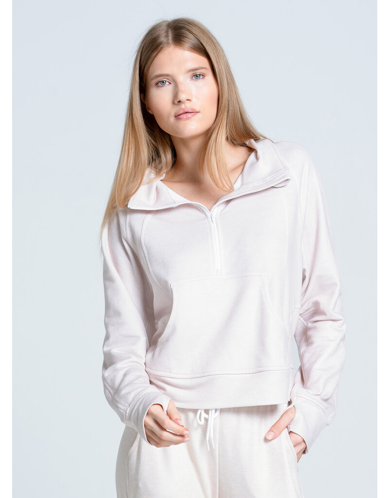 Lucky In Love Lucky In Love Renew Heather Zip Long Sleeve Beige