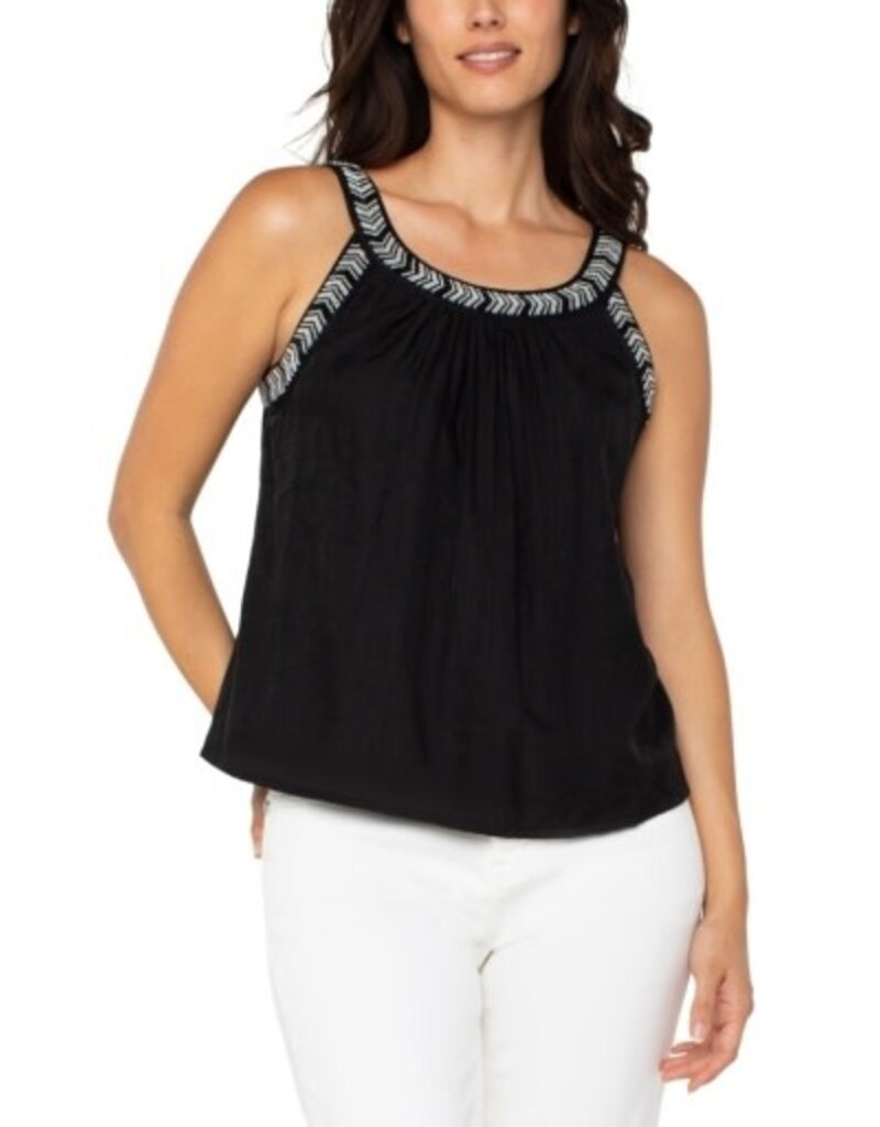 Liverpool Los Angeles Liverpool Sleeveless Woven Tank with Beading