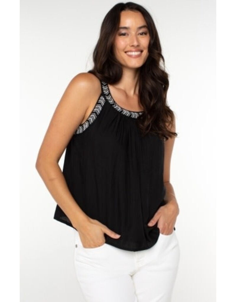 Liverpool Los Angeles Liverpool Sleeveless Woven Tank with Beading